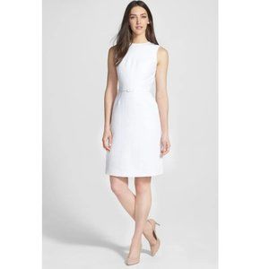 Tory Burch Kimberly Ottoman Linen Sheath Dress Size 2 White